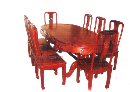 Đồ gỗ đồng kỵ: bộ bàn ăn dài gỗ Gụ