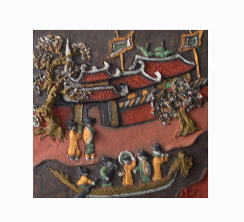 Tranh hát quan họ trên thuyền, gốm Phù Lãng