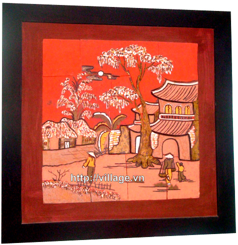 Làng quê hoàng hôn mùa thu