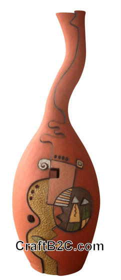 Lọ gốm trang trí cổ lượn sóng