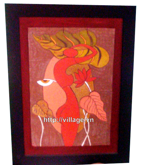 Tranh thiếu nữ bên nhành hoa