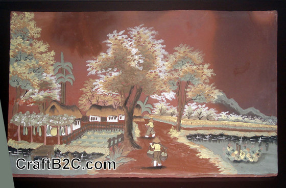 Tranh con đường nông thôn