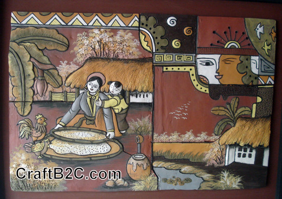 Tranh gốm Cảnh gia đình