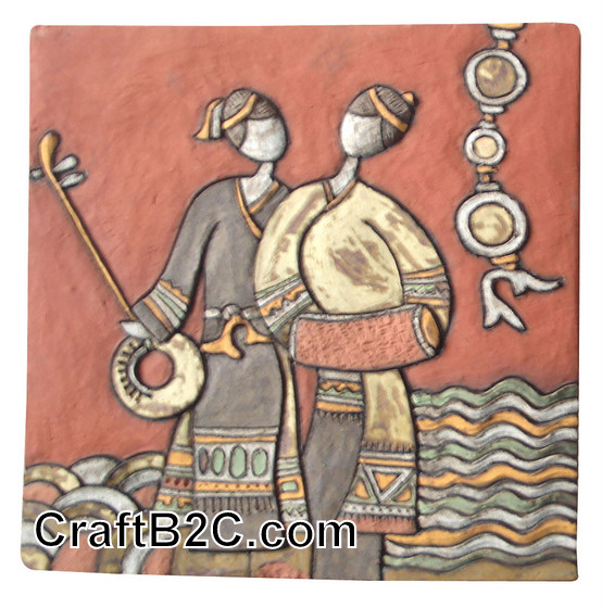 Tranh gốm: Đàn và Trống