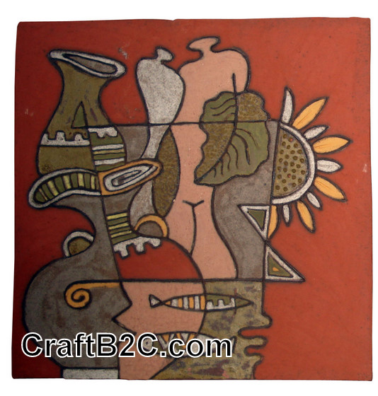 Tranh gốm Đôi lứa và lọ hoa