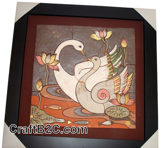 Tranh gốm: Đôi Thiên Nga