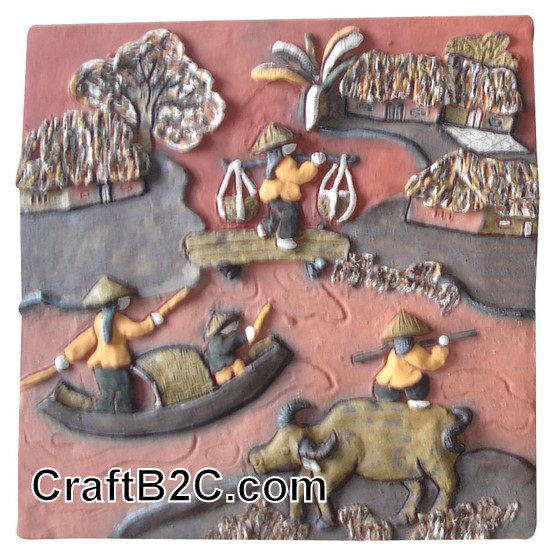 Tranh gốm Phù Lãng: Chèo xuồng