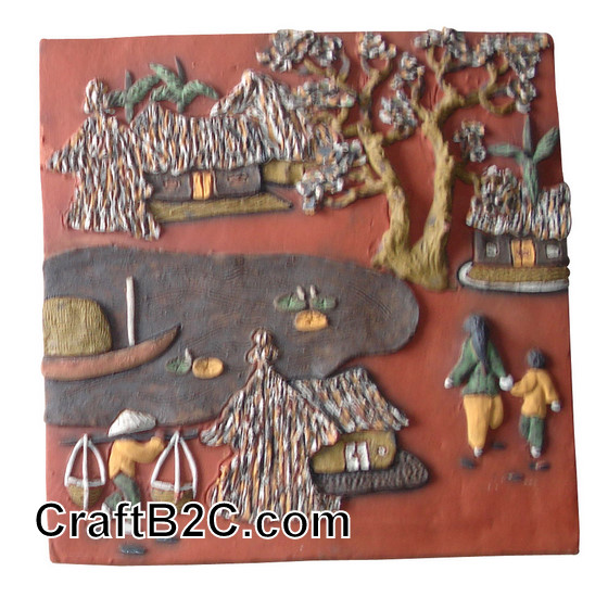 Tranh gốm Phù Lãng: Ngôi nhà ở nông thôn