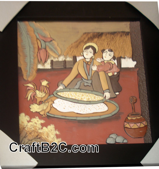 Tranh gốm Phù Lãng: Sàng gạo