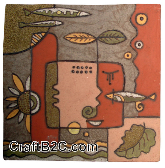 Tranh gốm trừu tượng Phù Lãng: Con người với sông nước