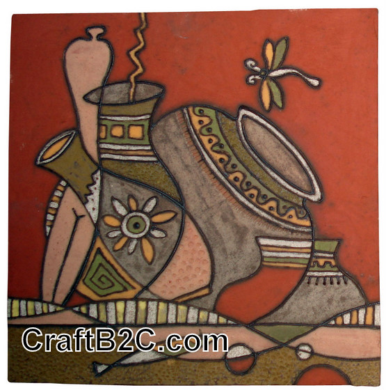 Tranh Lọ hoa gốm Phù Lãng