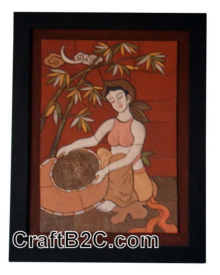 Tranh Sàng gạo gốm Phù Lãng