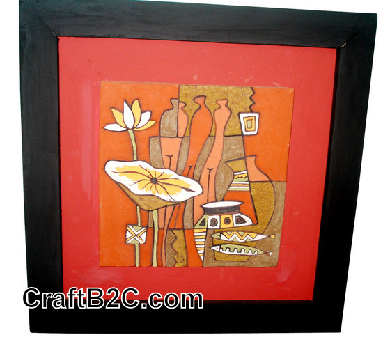 Tranh gốm trừu tượng hoa sen