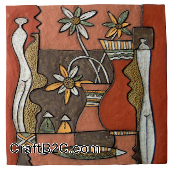 Tranh gốm trừu tượng: Sát cánh