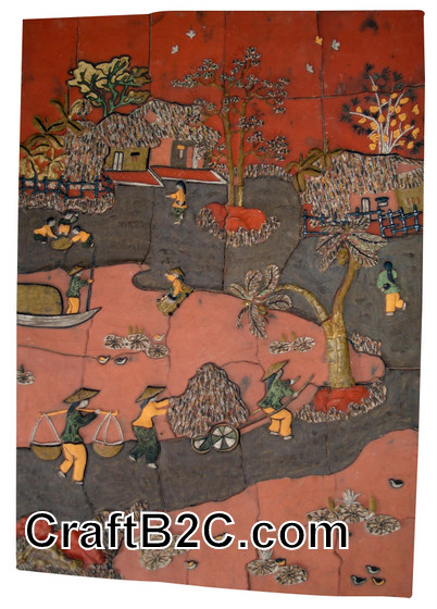 Tranhg gốm: Cảnh nông thôn